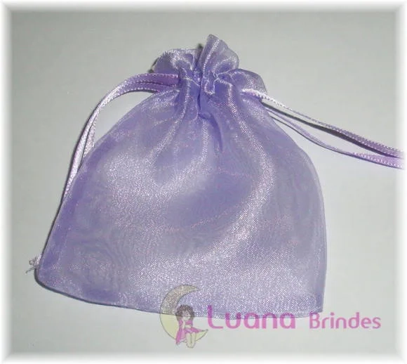 Saquinho de Organza Cristal com Fita 8x12 - Pacote com 10 un
