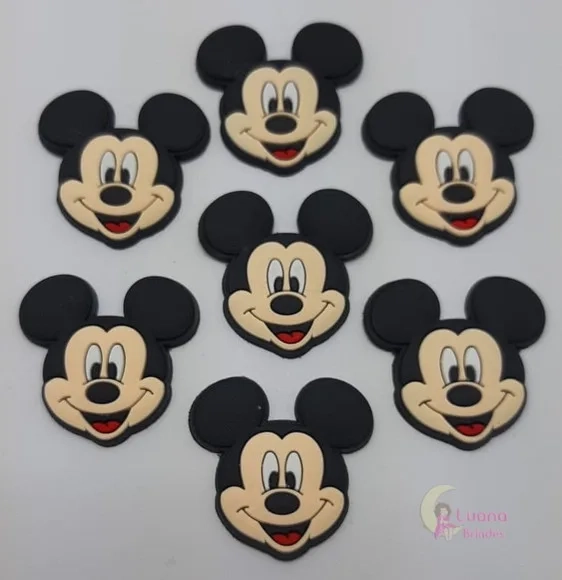 Aplique Mickey Carinha de Borracha - Pct C/7 Unidades