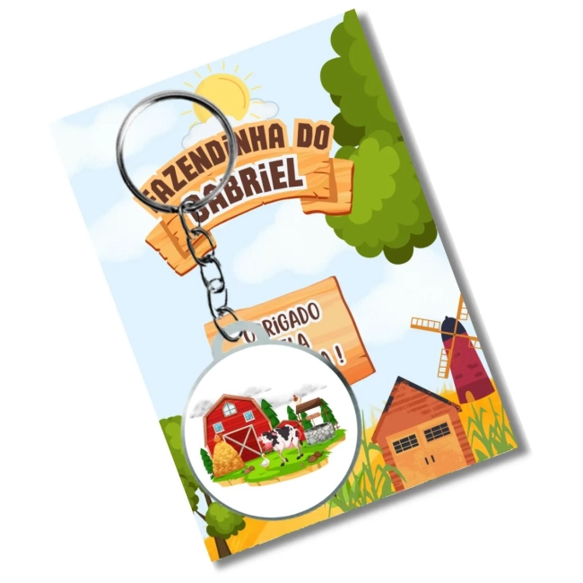 Chaveiro Fazendinha + card e eembalagem * adesivado