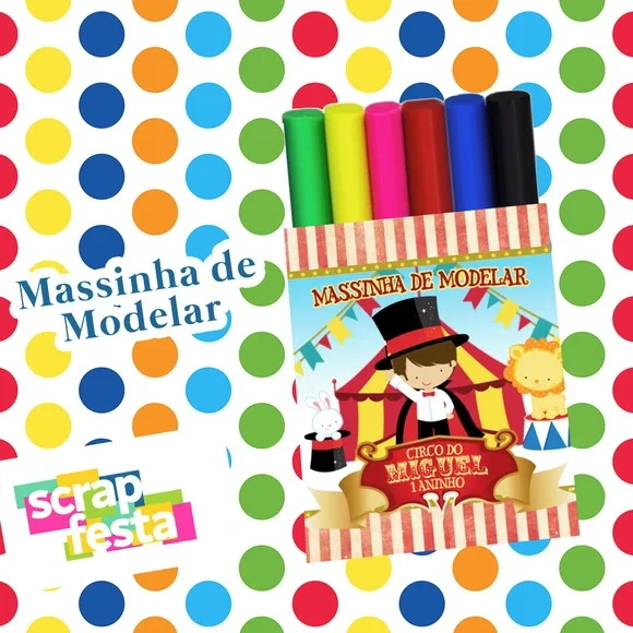 Massinha de Modelar Personalizado Festa Circo