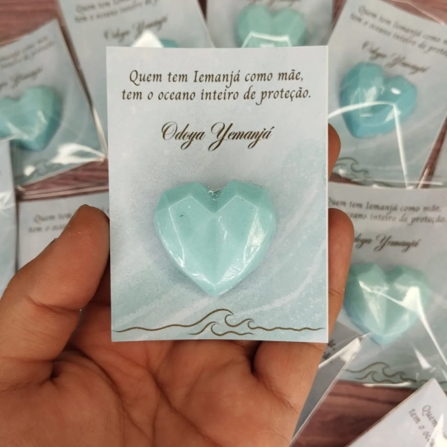 100 UNIDADES Mini Sabonete Coração Diamante no Card  Lembrancinhas Iemanjá