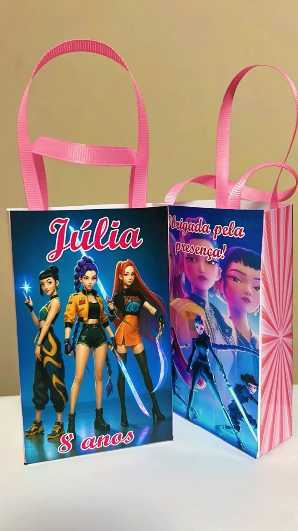 Sacolinhas Personalizadas Guerreiras do Kpop Lembrancinhas Para Aniversário