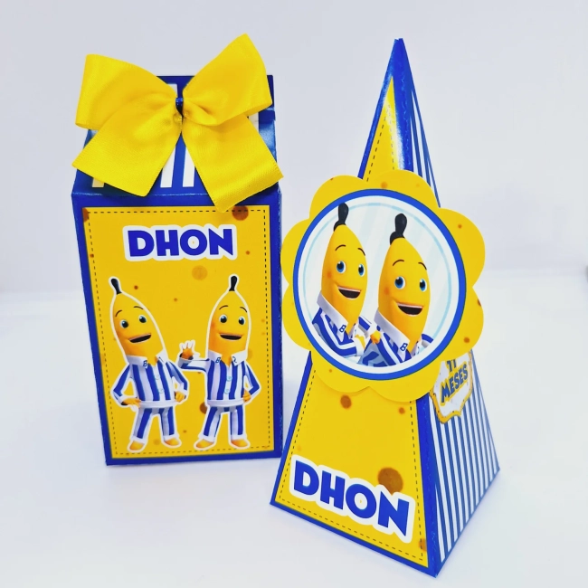 PEGUE E MONTE - Kit Festa Personalizado BANANA DE PIJAMAS  - Decoração de Festa - Caixinhas Personalizadas