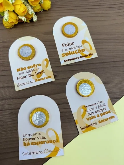 Card com Moeda de Chocolate Setembro Amarelo