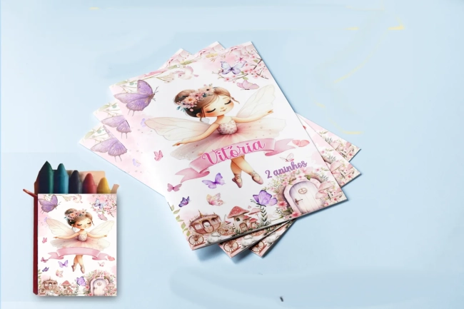 Revista para colorir com Giz de cera Personalizado da Bailarina