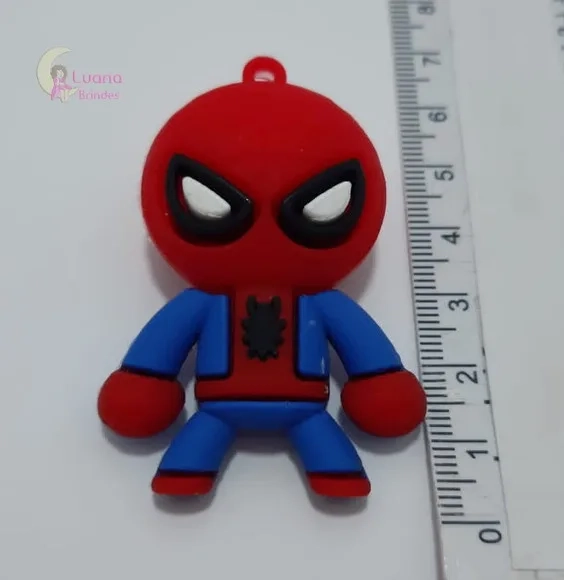 Pingente Homem Aranha de Borracha 5,6cm Pct 2 Unidades