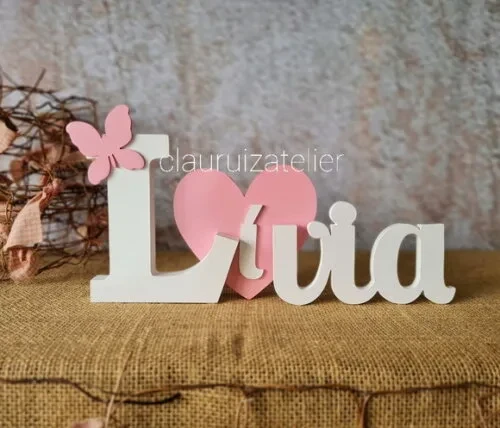 Letras de mdf -nomes Coração