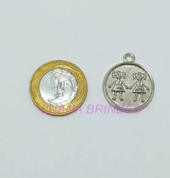 Medalha Meninas em Prata - pct c/10 unid