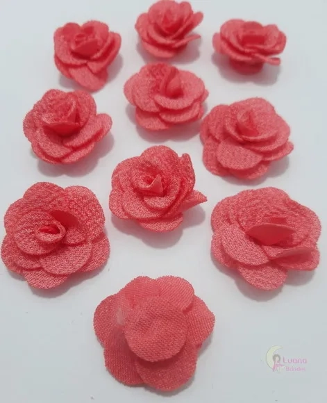 Flor Salmão de Tecido - 3cm - Pct C/6 Unidades