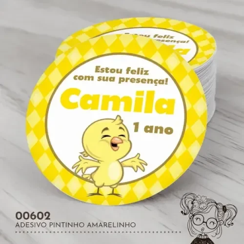 Adesivo Redondo Pintinho Amarelinho - 00602