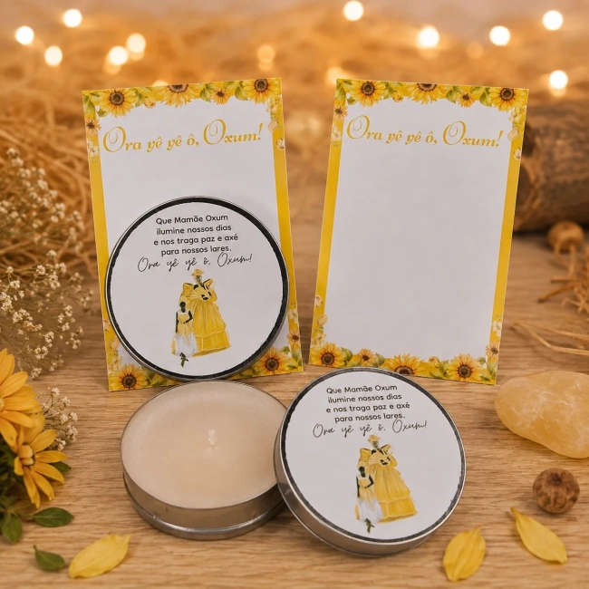 21 unidades de Vela Aromática na latinha Personalizada, Oxum - Oxóssi - Orixás e Entidades, fazemos qualquer tema.