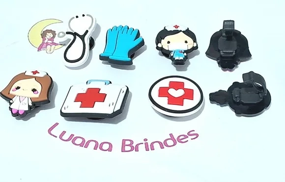Pins para Cadarço Enfermagem Emborrachado Pacote C/6 Peças