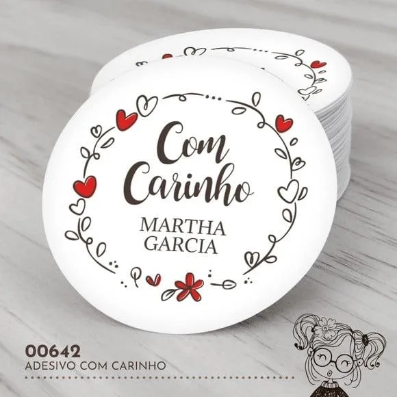 Adesivo Redondo com Carinho - 00642