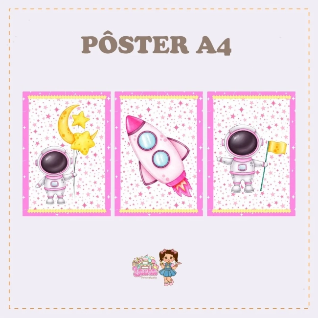 Kit Festa Só Um Bolinho ASTRONAUTA ROSA - Decoração de Festa
