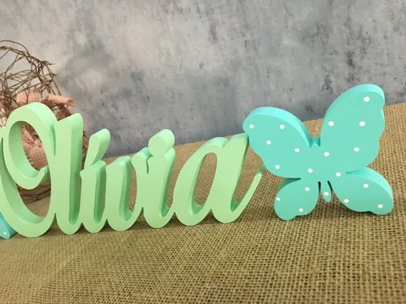 Letras Decorativas - Nome em mdf + Borboletas
