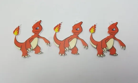 Pingentes Pokémon Charmeleon em Acrílico UV 3 unidades