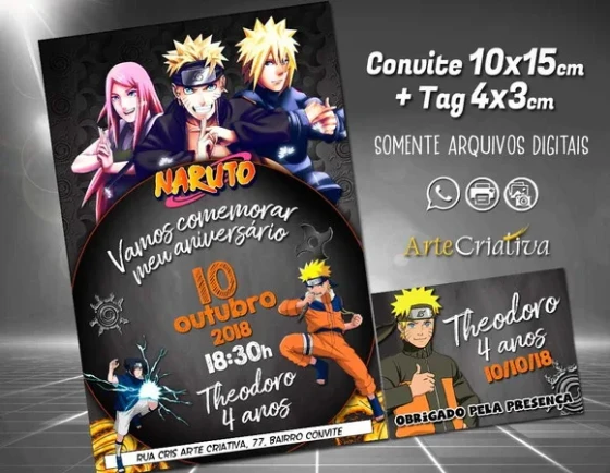 CONVITE DIGITAL C/TAG Naruto Chalk