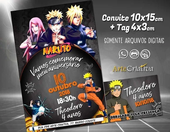 CONVITE DIGITAL C/TAG Naruto Chalk