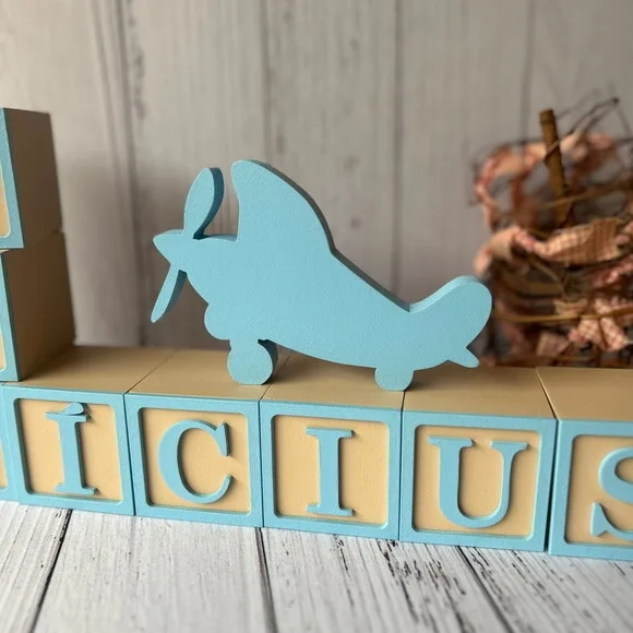 Cubos Decorativos de MDF Personalizados para Quarto de Bebê Tema Aviador