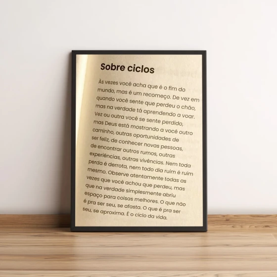 Quadro Sobre Ciclos com Texto Inspirador 2566