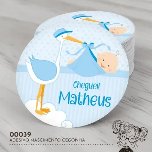Adesivo Redondo Cegonha - 00039