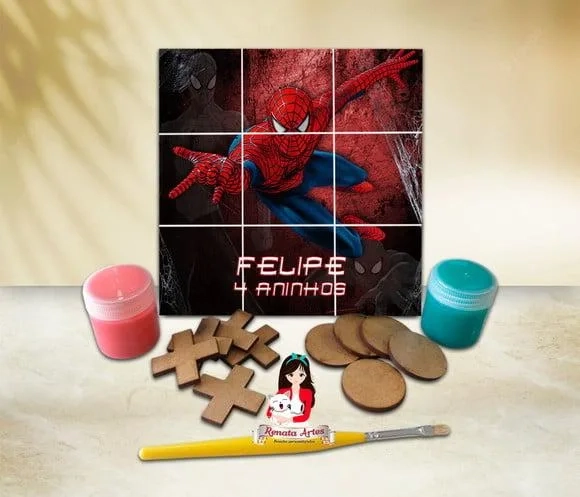Jogo da Velha com Tinta Personalizado Homem Aranha