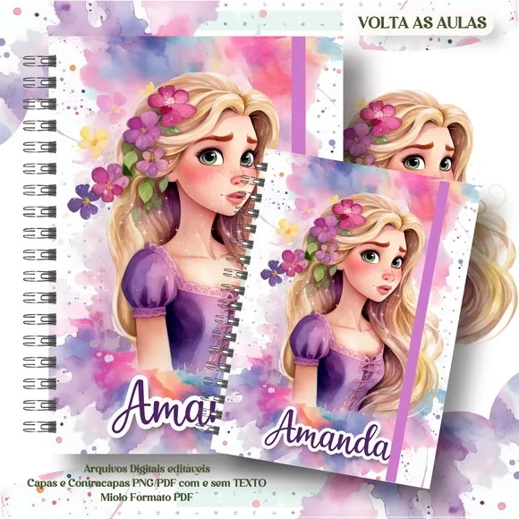 Caderno ou Agenda Personalizada Rapunzel
