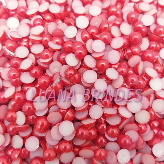 Meia Pérola Vermelha Lisa - 6mm - pct c/ 200 unidades