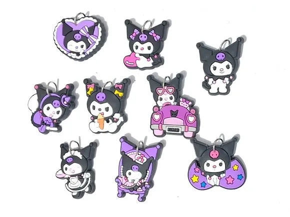 Pingente Kuromi Emborrachado Pacote com 9 Unidades