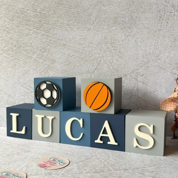 Esportes Futebol e Basquete - Cubos 6x6cm Decoração Bebê