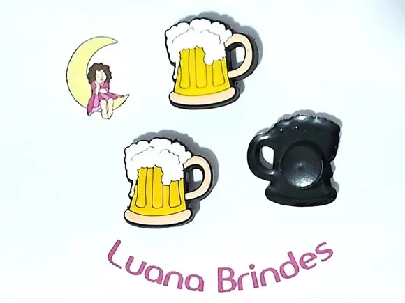 Pins de Crocs Copo de Chopp Emborrachado Pacote com 6 Peças