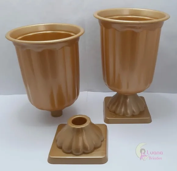 Vaso Grego Dourado de Plástico - 19cm - pct c/ o Par.
