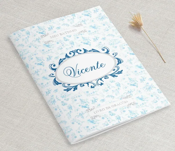 Livrinho De Orações Personalizado Toile Jour Azul