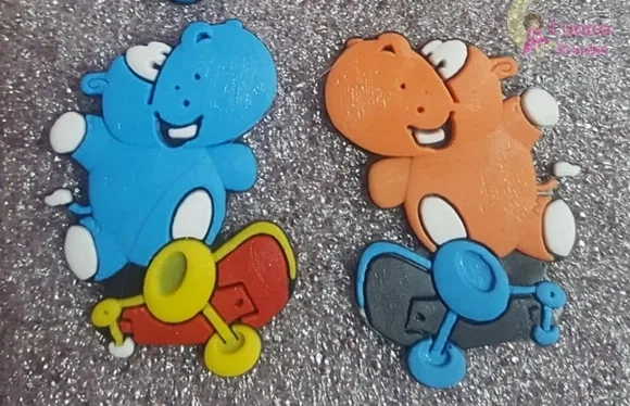 Apliques Hipopótamos com Skate de Borracha - Pct C/6 Unid