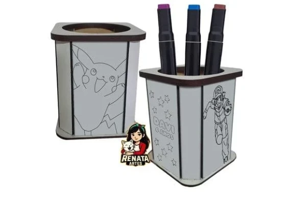 Porta Lápis para Colorir Pokemon