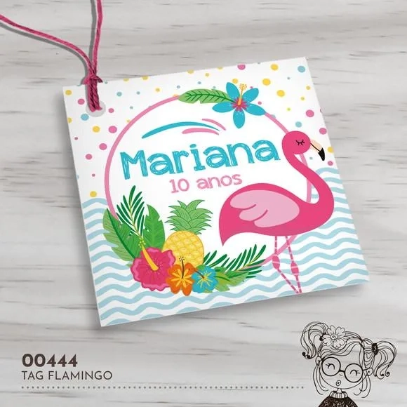 Tag Quadrada Flamingo - 00444