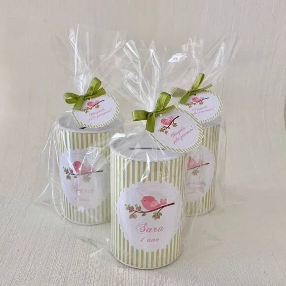 10 Cofrinhos Personalizado Jardim Encantado Passarinho