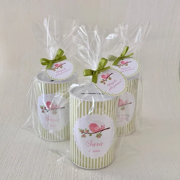 10 Cofrinhos Personalizado Jardim Encantado Passarinho