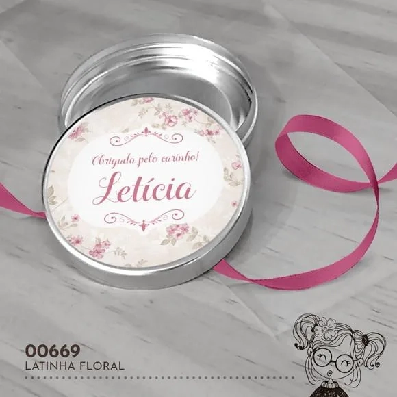 Latinha Adesivada Floral - 00669