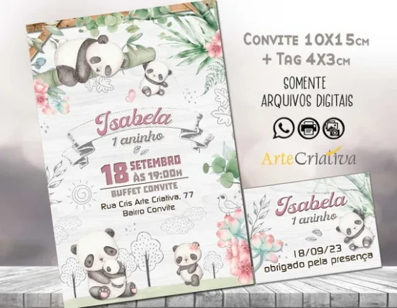 Convite Digital C/tag Panda 3