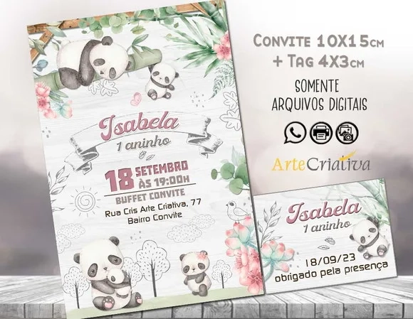 Convite Digital C/tag Panda 3