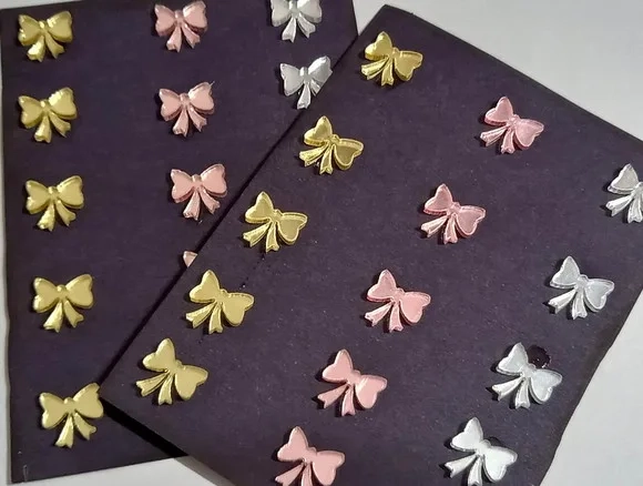 Mini Apliques Laços Acrílico Espelhado - 2 Cartela