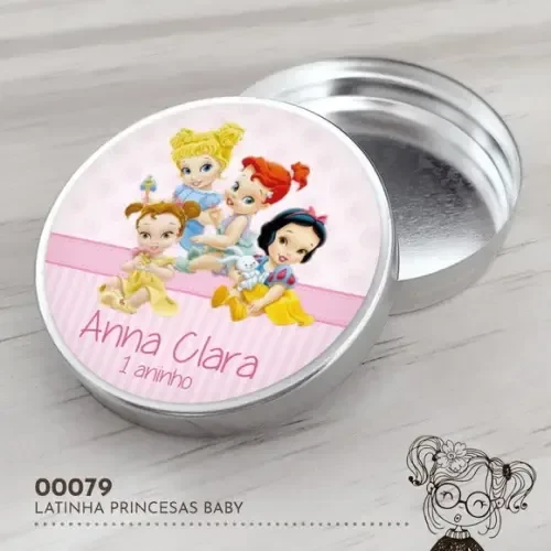 Latinha Adesivada Princesas Baby - 00079