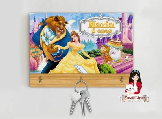 Porta Chaves Personalizado a Bela e a Fera