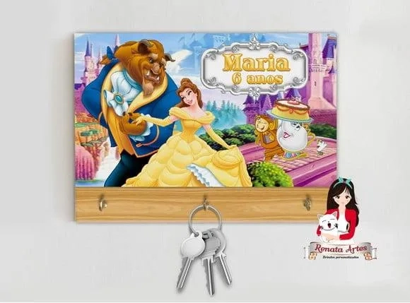 Porta Chaves Personalizado a Bela e a Fera