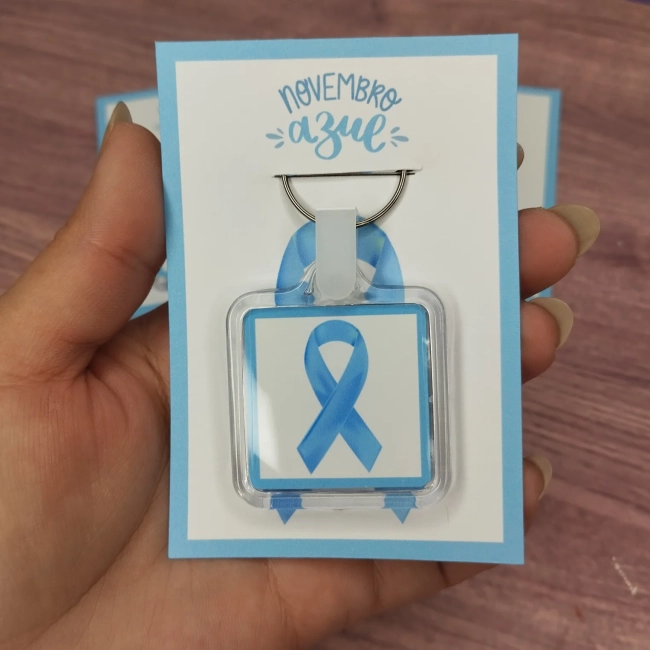 30 Unidades - Chaveiro Personalizado Lembrancinhas Outubro Rosa - Novembro Azul - Fazemos qualquer tema.