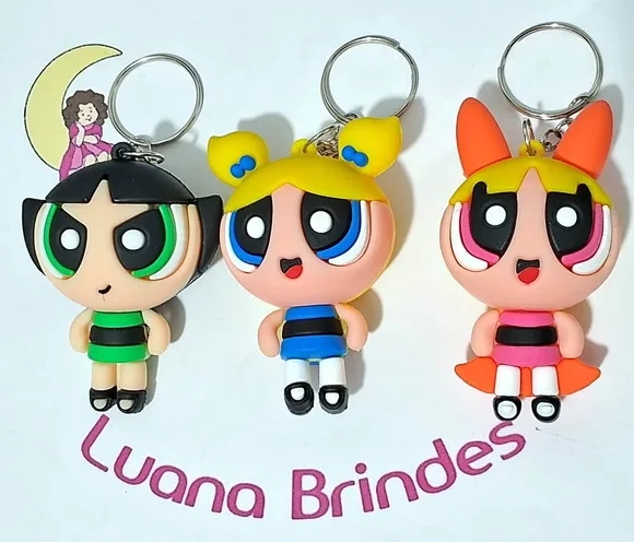 Chaveiro Meninas Super Poderosas 3d Pacote com 3 Unidades
