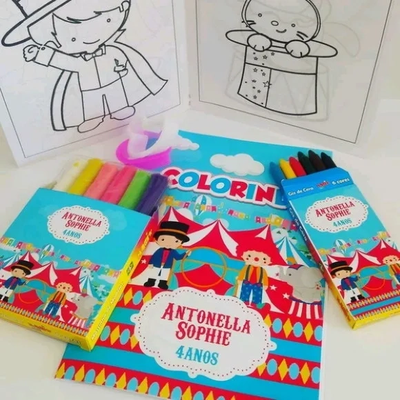 Kit Colorir Livro + Massinha + Giz de Cera