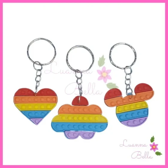 Chaveiro Emborrachados Variados Pop It Fid Stoy -Pct c/6unds