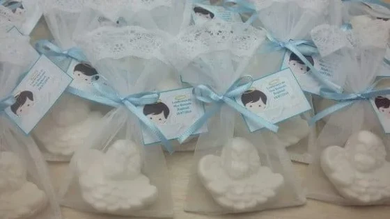 Sachet Organza com Sabonete Anjo com Tag